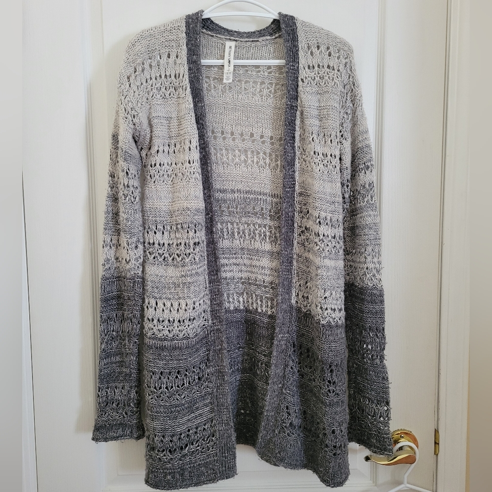 Knit Grey White oversized cardigan